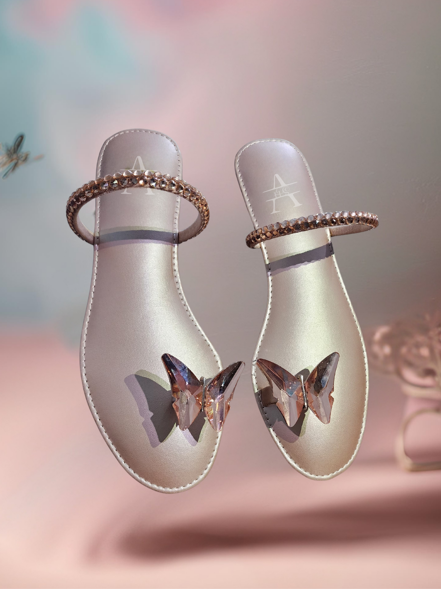 Butterfly Sandal in Rose Gold